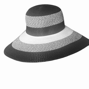 Cruise Club Black and White Striped Sun Hat